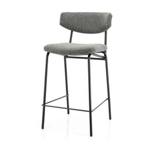 By-Boo Lot de 2 chaises de bar en tissu et metal H66cm gris fonce