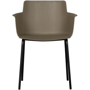 WOOOD Lot de 4 fauteuils de table en plastique et metal taupe