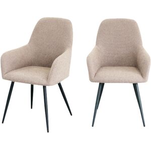 House Nordic Lot de 2 fauteuils de table en tissu bouclette et metal beige