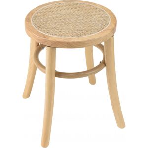 MACABANE Tabouret en bois d Hevea, assise en rotin naturel