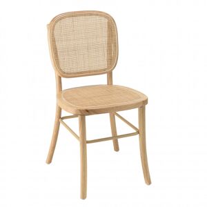 MACABANE Chaise en bois d Hevea, dossier et assise en rotin naturel