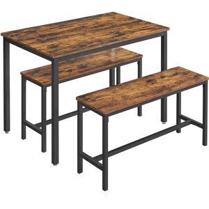 VASAGLE Table a manger avec 2 bancs effet bois marron rustique et noir