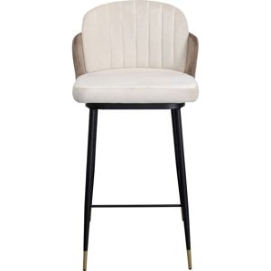 Kare Design Tabouret de bar en velours beige, taupe et acier noir