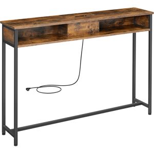 VASAGLE Table console avec multiprise effet bois marron rustique