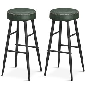 VASAGLE Tabourets de bar en acier et PU avec coutures vert foret