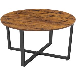 VASAGLE Table basse ronde style industriel effet bois marron rustique