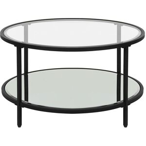 Beliani Table basse verre et acier noir ronde