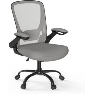 SONGMICS Fauteuil de bureau avec accoudoirs toile respirante gris