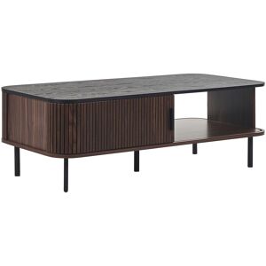 Beliani Table basse bois fonce et noir