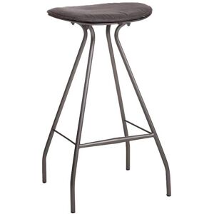 Made in Meubles Tabouret de bar en cuir et croute de cuir gris 50 cm