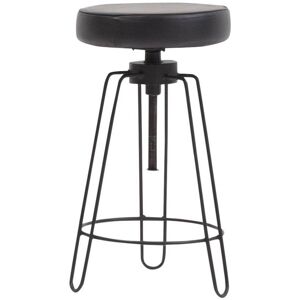 Made in Meubles Tabouret de bar en cuir et croute de cuir noir 38 cm