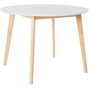 Loft24 Table de salle a manger ronde en MDF blanc avec cadre en pin nature