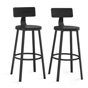 VASAGLE Tabourets de bar industriel en simili cuir noir boise