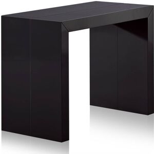 Menzzo Table console extensible l laquee noir