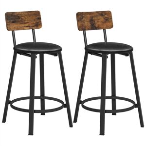 VASAGLE Tabourets de bar rembourres en PU acier marron rustique noir