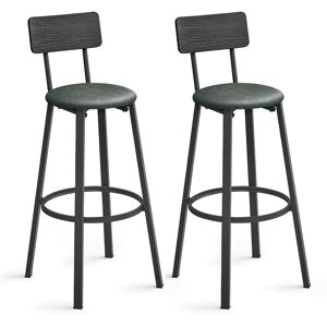 VASAGLE Tabourets de bar rembourres en PU acier vert foret