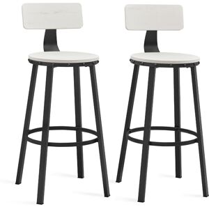 VASAGLE Tabourets de bar avec dossier effet bois blanc noir