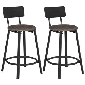 VASAGLE Tabourets de bar rembourres en PU acier marron cafe noir