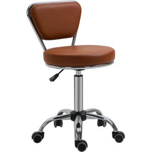 Homcom Tabouret de massage Vintage reglable pivotant dossier chrome marron