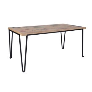 Hellin Table indus rectangulaire en bois recycle et pied metal L160