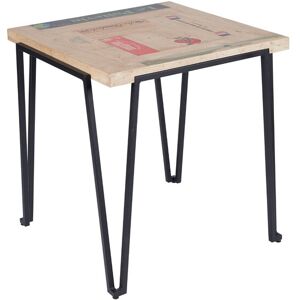 Hellin Table bistrot carree en bois recycle et pied metal L70