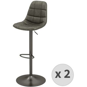 Moloo Tabouret de bar en cuir synthetique Anthracite-gris bronze (x2)