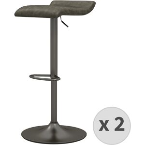 Moloo Tabouret de bar en cuir synthetique Anthracite-gris bronze (x2)