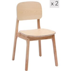 Nordlys Lot de 2 chaises en bois massif naturel