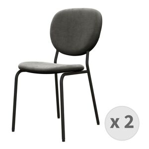 Moloo Chaise en Velours Gris Carbone et metal noir (x2)