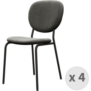 Moloo Chaise en Velours Gris Carbone et metal noir (x4)