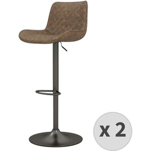 Moloo Tabouret de bar en cuir synthetique Marron-gris bronze (x2)