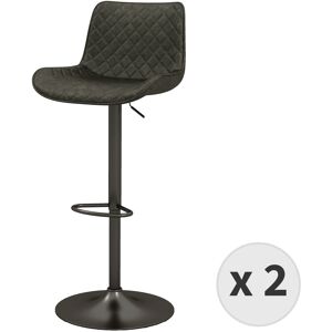 Moloo Tabouret de bar en cuir synthetique Anthracite/gris bronze (x2)