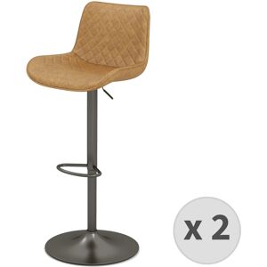 Moloo Tabouret de bar en cuir synthetique Camel-gris bronze (x2)