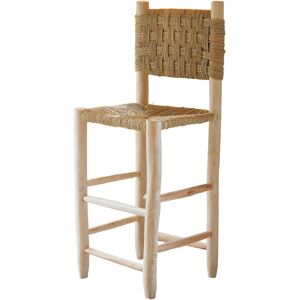 Home Maison Tabouret de bar bois avec dossier naturel 40x40x108 cm