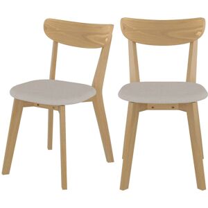 Rendez-Vous Deco Chaise en tissu beige et bois de frene (lot de 2)