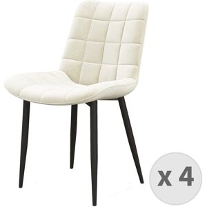 Moloo Chaise en Velours Vanille et metal noir (x4)