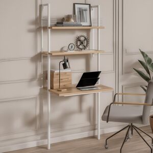 Box & beyond Bureau mural en bois et metal blanc 76x51x185cm