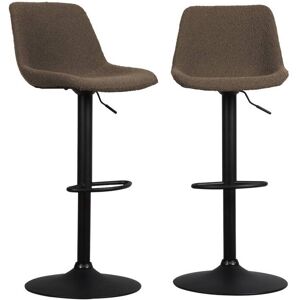 sweeek Lot de 2 tabourets de bar bouclettes taupe