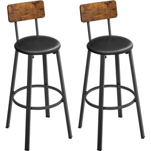 VASAGLE Tabourets de bar rembourres en PU acier marron rustique noir