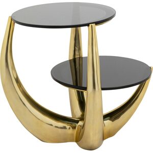 Kare Design Table d'appoint deux plateaux en alu dore et verre noir