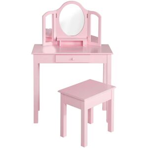 roba Coiffeuse enfant avec tabouret de rangement en bois rose