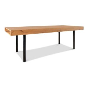 PIB Table de repas en bois clair et metal noir 10 places