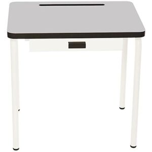 Les Gambettes Bureau enfant avec tiroir de rangement en stratifie gris perle