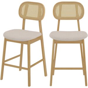 Rendez-Vous Deco Chaise pour îlot central 64,5 cm en tissu beige (lot de 2)