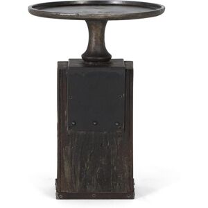 GINER Y COLOMER Table d'appoint en bois recupere marron fonce et metal