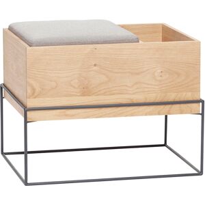 Hübsch Banc avec coussin et rangement en chene FSC et gris