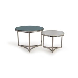 GINER Y COLOMER Ensemble de 2 tables en acier inoxydable et plateaux en marbre