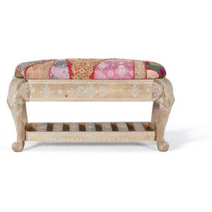 GINER Y COLOMER Banc en bois manguier et tissu