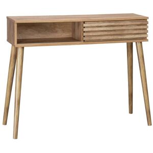 sweeek Console effet bois avec porte coulissante rainuree