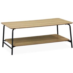 sweeek Table basse en decor bois et metal noir 1 etagere